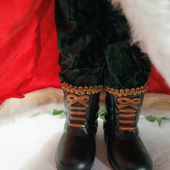 EUC: Vintage Santa Claus approx 17 in Red & Green Hand Porcelain Collectible - Picture 6 of 9